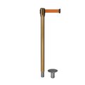 Montour Line Retractable Belt Removable Stanchion, 2ft Sat.Brass Post  7.5ft Orange MX530R-SB-OR-75